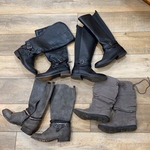 Gray and Black Knee Length Boot Bundle